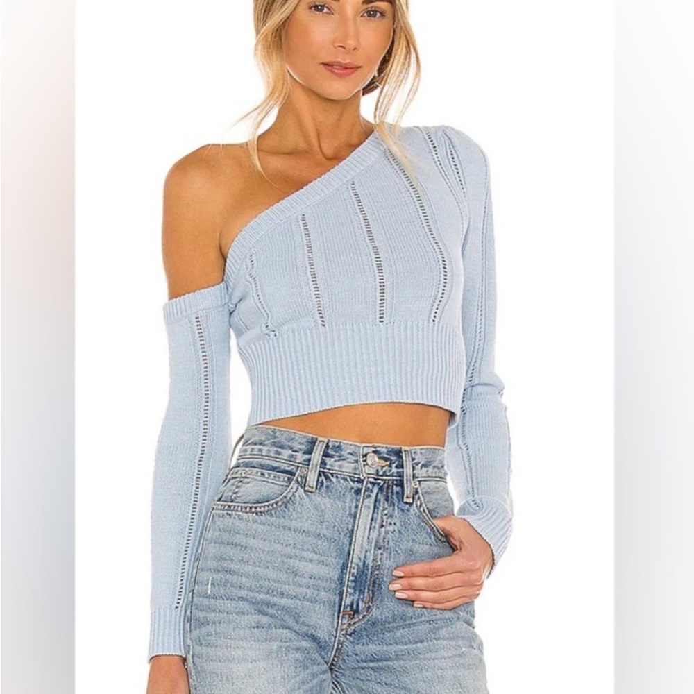 Majorelle One-Shoulder Light Blue Sweater